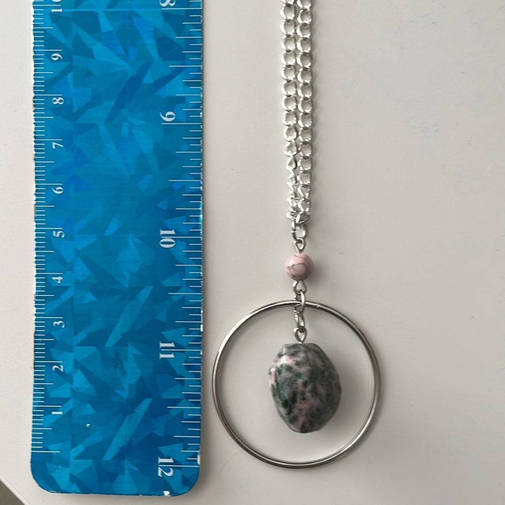 pink and grey stone necklace